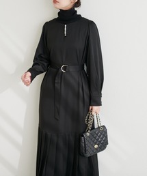natural couture | osonoパール取外し裾プリーツワンピース(ワンピース)