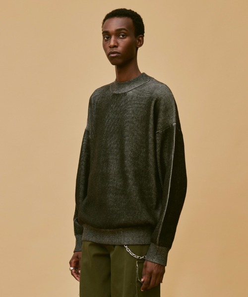 soerte（ソエルテ）の「Loose plating crew neck knit/ルーズプレーティングクルーネックニット（ニット/セーター・メンズ・ブラック/グリーン/ブラウン・3/2/1）」の5枚目の写真