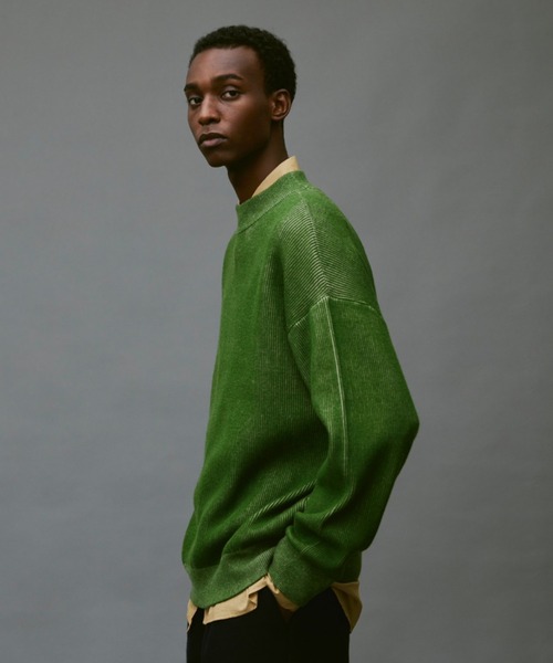 soerte（ソエルテ）の「Loose plating crew neck knit/ルーズプレーティングクルーネックニット（ニット/セーター・メンズ・ブラック/グリーン/ブラウン・3/2/1）」の11枚目の写真