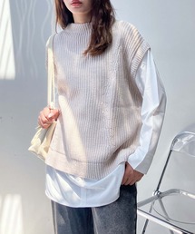 ☆あぜ編みベストセット風シャツ