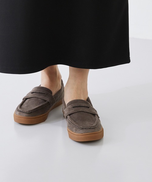 menue（メヌエ）の「あったか 撥水 モカシン ローファー（モカシン/デッキシューズ・レディース・ブラック/チャコール/アイボリー/モカ/ブラック系・S/M/L/LL）」の7枚目の写真