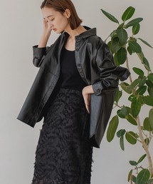 オーバーサイズ フェイクレザー シャツ ジャケット