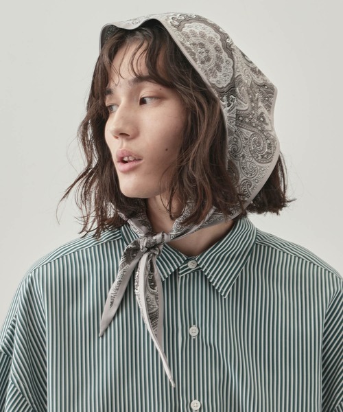 JUNRED（ジュンレッド）の「ペイズリーナロースカーフ（バンダナ/スカーフ・メンズ・カーキ/チャコールグレー/ライトグレー・FREE）」の16枚目の写真