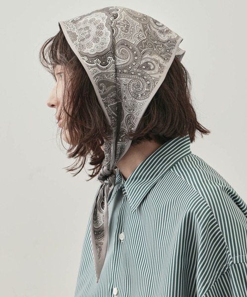 JUNRED（ジュンレッド）の「ペイズリーナロースカーフ（バンダナ/スカーフ・メンズ・カーキ/チャコールグレー/ライトグレー・FREE）」の17枚目の写真