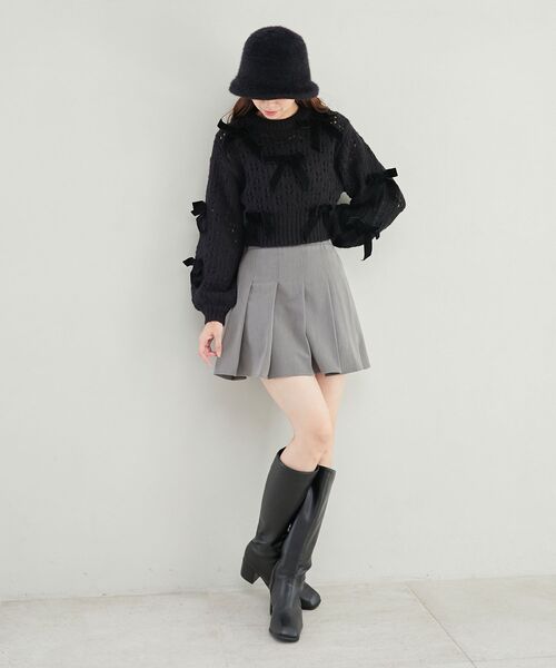 MAJESTIC LEGON(マジェスティックレゴン)の「プリーツスカパン(スカート・レディース・グレー/ベージュ/ブラック/ブラック系その他・MEDIUM)」の18枚目の写真