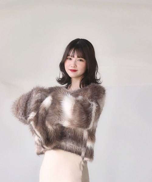 mellowneon（メロウネオン）の「ボーダーシャギーニット（ニット/セーター・レディース・ブラウン・FREE）」の15枚目の写真