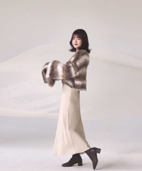 mellowneon（メロウネオン）の「ボーダーシャギーニット（ニット/セーター・レディース・ブラウン・FREE）」の16枚目の写真