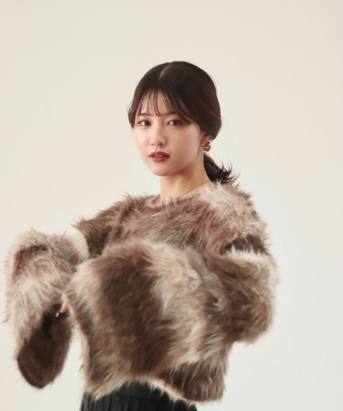 mellowneon（メロウネオン）の「ボーダーシャギーニット（ニット/セーター・レディース・ブラウン・FREE）」の22枚目の写真