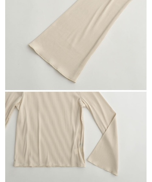 Re:EDIT（リエディ）の「リップルプリーツフレアスリーブトップス（Tシャツ/カットソー・レディース・ブラック/チャコールグレー/アイボリー・MEDIUM/LARGE）」の18枚目の写真