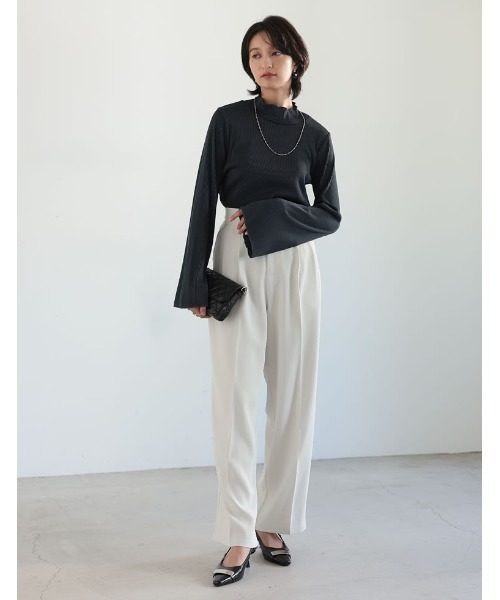 Re:EDIT（リエディ）の「リップルプリーツフレアスリーブトップス（Tシャツ/カットソー・レディース・ブラック/チャコールグレー/アイボリー・MEDIUM/LARGE）」の14枚目の写真