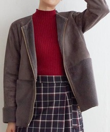 ファー切り替えジャケット