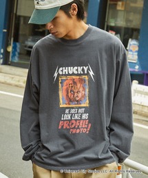 MONO-MART（モノマート）の「【CHUCKY】別注 チャッキー ヴィンテージライクロックデザイン ピグメント加工 ビッグシルエット長袖Tシャツ（Tシャツ/カットソー・レディース）」