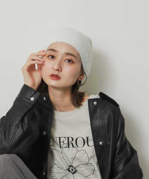 SENSE OF PLACE by URBAN RESEARCH（センスオブプレイスバイアーバンリサーチ）の「『WEB限定』シャギーニットビーニー（ニットキャップ/ビーニー・レディース・ブラック/ホワイト/グレー・ONE）」の5枚目の写真