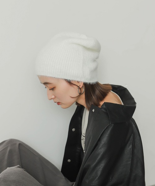 SENSE OF PLACE by URBAN RESEARCH（センスオブプレイスバイアーバンリサーチ）の「『WEB限定』シャギーニットビーニー（ニットキャップ/ビーニー・レディース・ブラック/ホワイト/グレー・ONE）」の7枚目の写真
