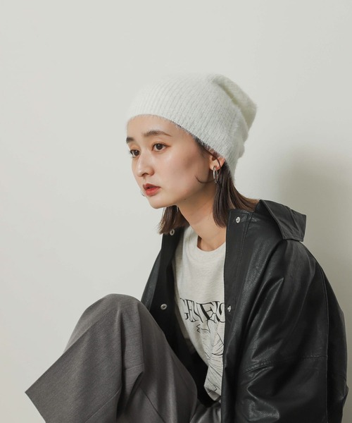 SENSE OF PLACE by URBAN RESEARCH（センスオブプレイスバイアーバンリサーチ）の「『WEB限定』シャギーニットビーニー（ニットキャップ/ビーニー・レディース・ブラック/ホワイト/グレー・ONE）」の8枚目の写真