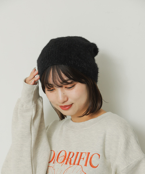 SENSE OF PLACE by URBAN RESEARCH（センスオブプレイスバイアーバンリサーチ）の「『WEB限定』シャギーニットビーニー（ニットキャップ/ビーニー・レディース・ブラック/ホワイト/グレー・ONE）」の10枚目の写真