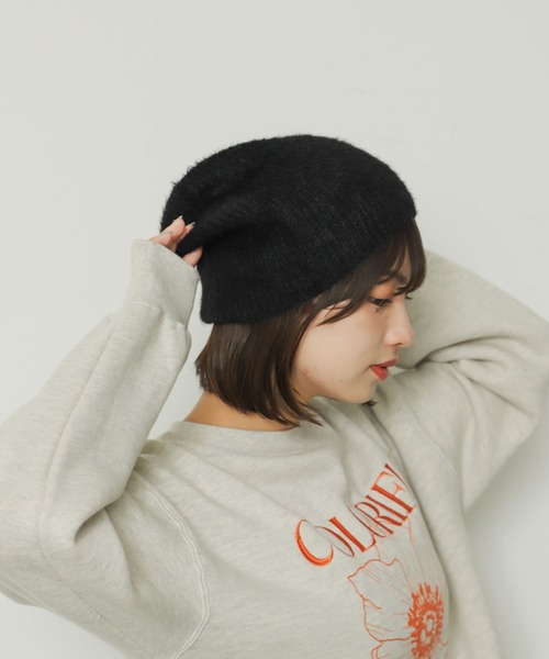SENSE OF PLACE by URBAN RESEARCH（センスオブプレイスバイアーバンリサーチ）の「『WEB限定』シャギーニットビーニー（ニットキャップ/ビーニー・レディース・ブラック/ホワイト/グレー・ONE）」の11枚目の写真