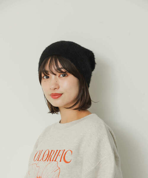 SENSE OF PLACE by URBAN RESEARCH（センスオブプレイスバイアーバンリサーチ）の「『WEB限定』シャギーニットビーニー（ニットキャップ/ビーニー・レディース・ブラック/ホワイト/グレー・ONE）」の12枚目の写真