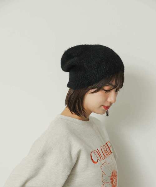 SENSE OF PLACE by URBAN RESEARCH（センスオブプレイスバイアーバンリサーチ）の「『WEB限定』シャギーニットビーニー（ニットキャップ/ビーニー・レディース・ブラック/ホワイト/グレー・ONE）」の13枚目の写真