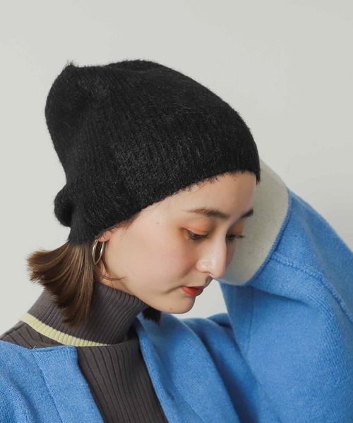 SENSE OF PLACE by URBAN RESEARCH（センスオブプレイスバイアーバンリサーチ）の「『WEB限定』シャギーニットビーニー（ニットキャップ/ビーニー・レディース・ブラック/ホワイト/グレー・ONE）」の16枚目の写真