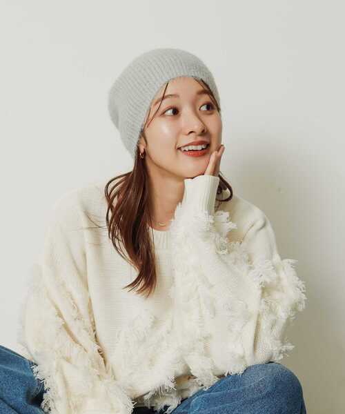 SENSE OF PLACE by URBAN RESEARCH（センスオブプレイスバイアーバンリサーチ）の「『WEB限定』シャギーニットビーニー（ニットキャップ/ビーニー・レディース・ブラック/ホワイト/グレー・ONE）」の20枚目の写真