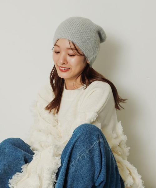 SENSE OF PLACE by URBAN RESEARCH（センスオブプレイスバイアーバンリサーチ）の「『WEB限定』シャギーニットビーニー（ニットキャップ/ビーニー・レディース・ブラック/ホワイト/グレー・ONE）」の22枚目の写真