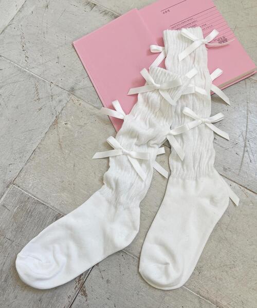 PHILLY（フィリー）の「【PHILLY】リボンソックス（ソックス/靴下・レディース・ホワイト/ブラック・FREE）」の2枚目の写真