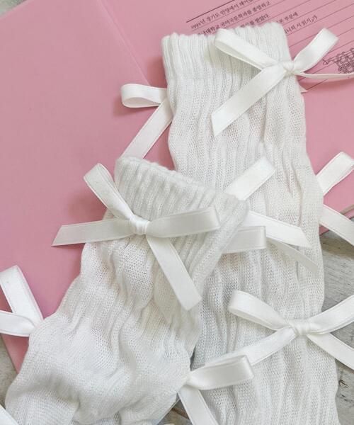 PHILLY（フィリー）の「【PHILLY】リボンソックス（ソックス/靴下・レディース・ホワイト/ブラック・FREE）」の5枚目の写真