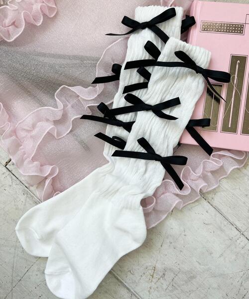 PHILLY（フィリー）の「【PHILLY】リボンソックス（ソックス/靴下・レディース・ホワイト/ブラック・FREE）」の7枚目の写真