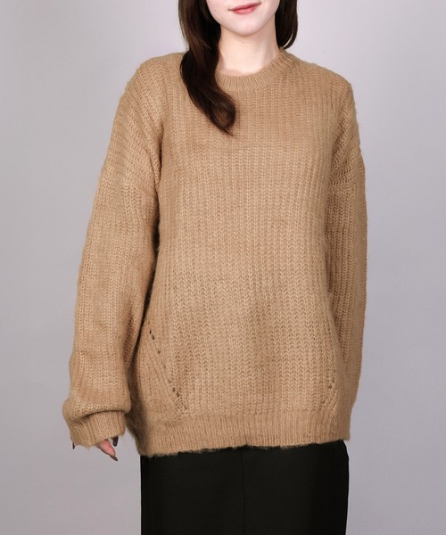 aimoha(アイモハ)の「モヘアライクニットプルオーバー (AW) (LV)(ニット/セーター・レディース・キャメル/ピンク/ブルー・FREE)」の1枚目の写真