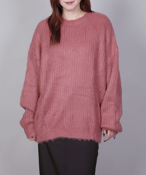 aimoha(アイモハ)の「モヘアライクニットプルオーバー (AW) (LV)(ニット/セーター・レディース・キャメル/ピンク/ブルー・FREE)」の3枚目の写真