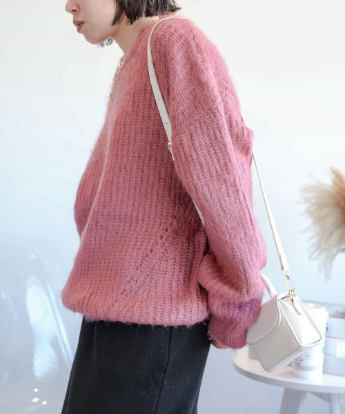 aimoha(アイモハ)の「モヘアライクニットプルオーバー (AW) (LV)(ニット/セーター・レディース・キャメル/ピンク/ブルー・FREE)」の7枚目の写真
