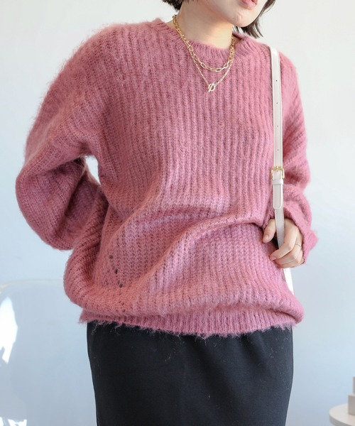 aimoha(アイモハ)の「モヘアライクニットプルオーバー (AW) (LV)(ニット/セーター・レディース・キャメル/ピンク/ブルー・FREE)」の6枚目の写真