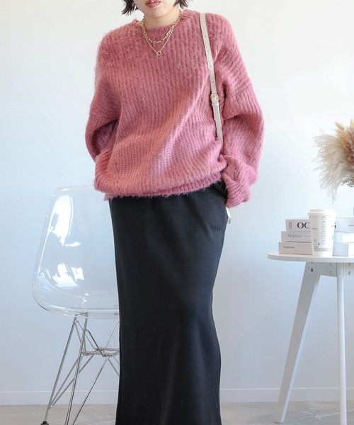 aimoha(アイモハ)の「モヘアライクニットプルオーバー (AW) (LV)(ニット/セーター・レディース・キャメル/ピンク/ブルー・FREE)」の5枚目の写真