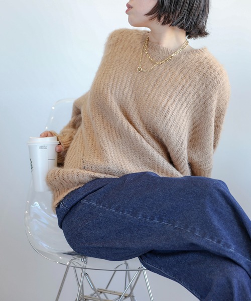 aimoha(アイモハ)の「モヘアライクニットプルオーバー (AW) (LV)(ニット/セーター・レディース・キャメル/ピンク/ブルー・FREE)」の12枚目の写真