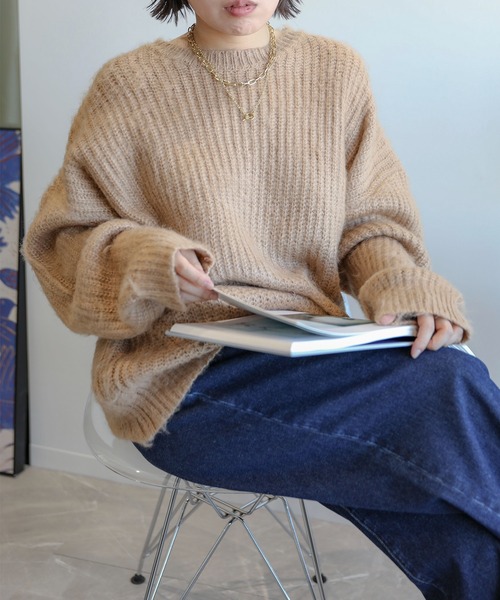 aimoha(アイモハ)の「モヘアライクニットプルオーバー (AW) (LV)(ニット/セーター・レディース・キャメル/ピンク/ブルー・FREE)」の10枚目の写真