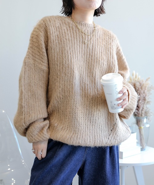aimoha(アイモハ)の「モヘアライクニットプルオーバー (AW) (LV)(ニット/セーター・レディース・キャメル/ピンク/ブルー・FREE)」の14枚目の写真