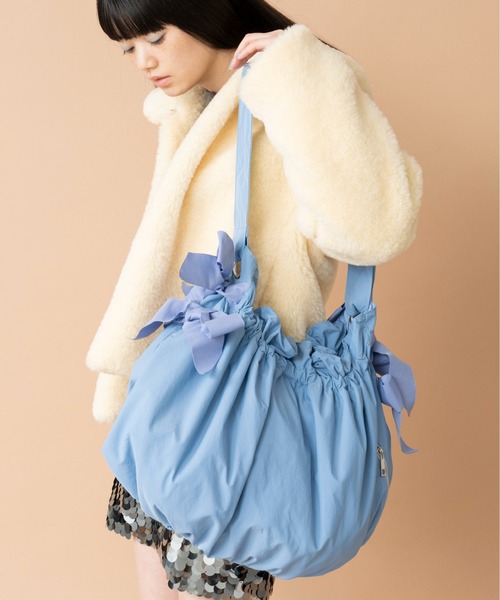 Casselini（キャセリーニ）の「Casselini(キャセリーニ)ビッグサイドダブルリボンバッグ（ショルダーバッグ・レディース・アイボリー/ブラック/ネイビー/カーキ/レッド/イエロー/パープル/ブルー/ホワイト・FREE）」の7枚目の写真