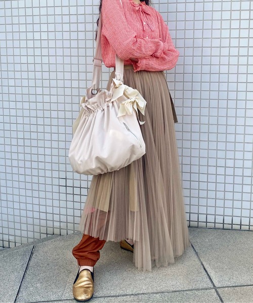 Casselini（キャセリーニ）の「Casselini(キャセリーニ)ビッグサイドダブルリボンバッグ（ショルダーバッグ・レディース・アイボリー/ブラック/ネイビー/カーキ/レッド/イエロー/パープル/ブルー/ホワイト・FREE）」の17枚目の写真