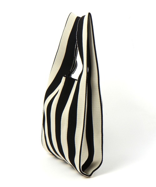 BAYFLOW（ベイフロー）の「ストライプニットトートM（エコバッグ/サブバッグ・レディース・ピンク/ホワイト/ベージュ・0）」の7枚目の写真