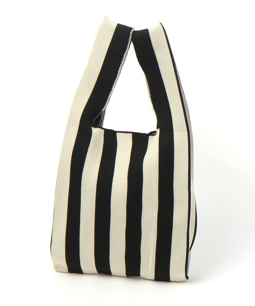 BAYFLOW（ベイフロー）の「ストライプニットトートM（エコバッグ/サブバッグ・レディース・ピンク/ホワイト/ベージュ・0）」の8枚目の写真