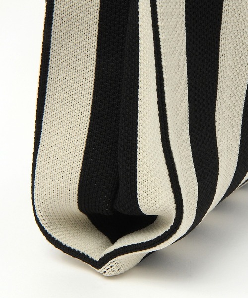 BAYFLOW（ベイフロー）の「ストライプニットトートM（エコバッグ/サブバッグ・レディース・ピンク/ホワイト/ベージュ・0）」の14枚目の写真
