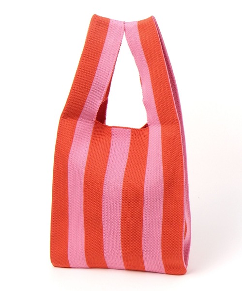 BAYFLOW（ベイフロー）の「ストライプニットトートM（エコバッグ/サブバッグ・レディース・ピンク/ホワイト/ベージュ・0）」の5枚目の写真
