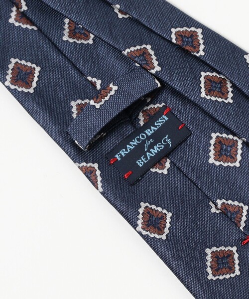 【新品】FRANCO BASSI／ビッグスクエア／小紋柄／ジャガード／ネイビー FRANCO BASSI（フランコバッシ）の「FRANCO BASSI / 小紋柄 ジャカード