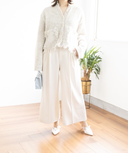 CLETTE(クレット)の「センタープレスワイドパンツ(スラックス・レディース・アイボリー/ブラック/グレー・3L/LL/4L)」の4枚目の写真