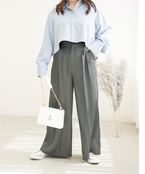 CLETTE(クレット)の「センタープレスワイドパンツ(スラックス・レディース・アイボリー/ブラック/グレー・3L/LL/4L)」の15枚目の写真