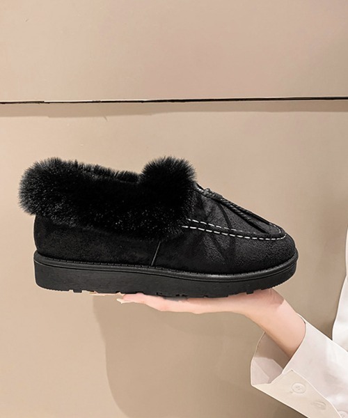 Miniministore(ミニミニストア)の「モカシン レディース ボアローファー冬靴(モカシン/デッキシューズ・レディース・グレー/ブラック/ベージュ/ピンク・23.0cm/23.5cm/24.0cm/24.5cm/25.0cm)」の22枚目の写真