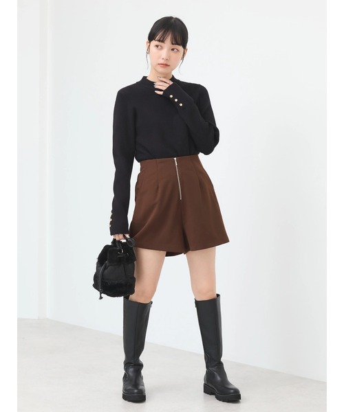 earth music&ecology(アースミュージックアンドエコロジー)の「フロントジップショートパンツ(その他パンツ・レディース・ベージュ/ブラック/チョコ・S/M)」の16枚目の写真