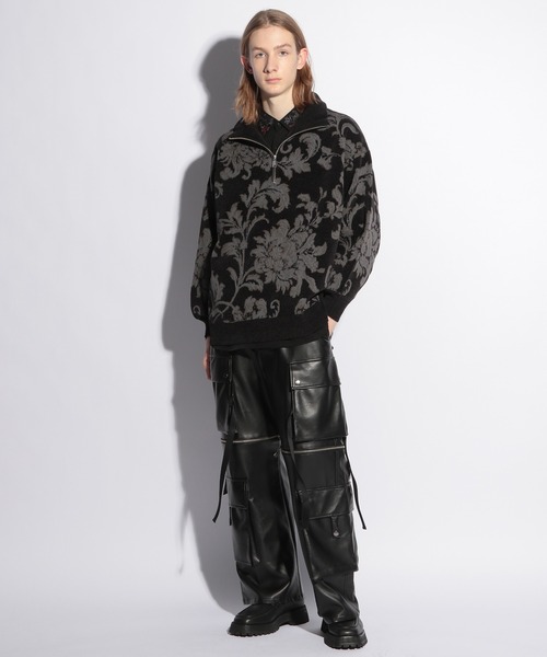 HARE（ハレ）の「レトロフラワーモールハーフZIPニット(HARE)（ニット/セーター・メンズ・グレー/ブルー/ブラック・FREE）」の6枚目の写真