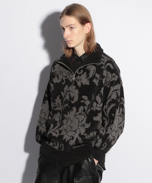 HARE レトロフラワーモールハーフZIPニット HARE（ハレ）の「レトロフラワーモールハーフZIPニット(HARE